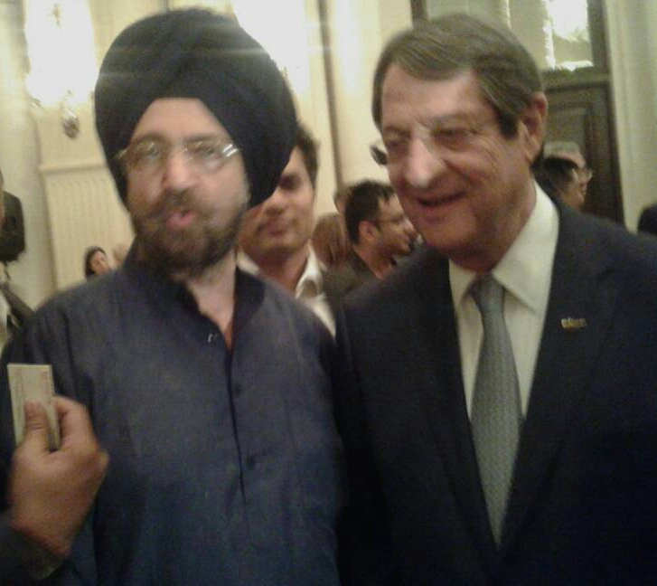 Dalbir Singh chairman one globe  with Nicos Anastasiades President of Cyprus